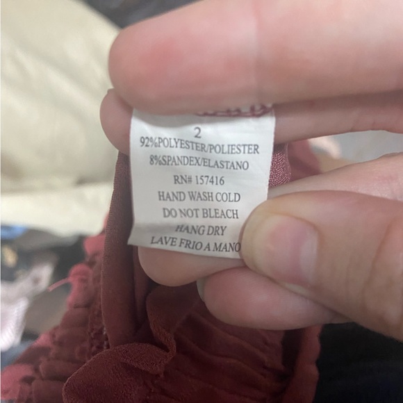 Mauve Ribbon Tie Chiffon Palazzo Pants - Pleated Wide Leg, Boho Chic, Size S - Picture 5 of 6